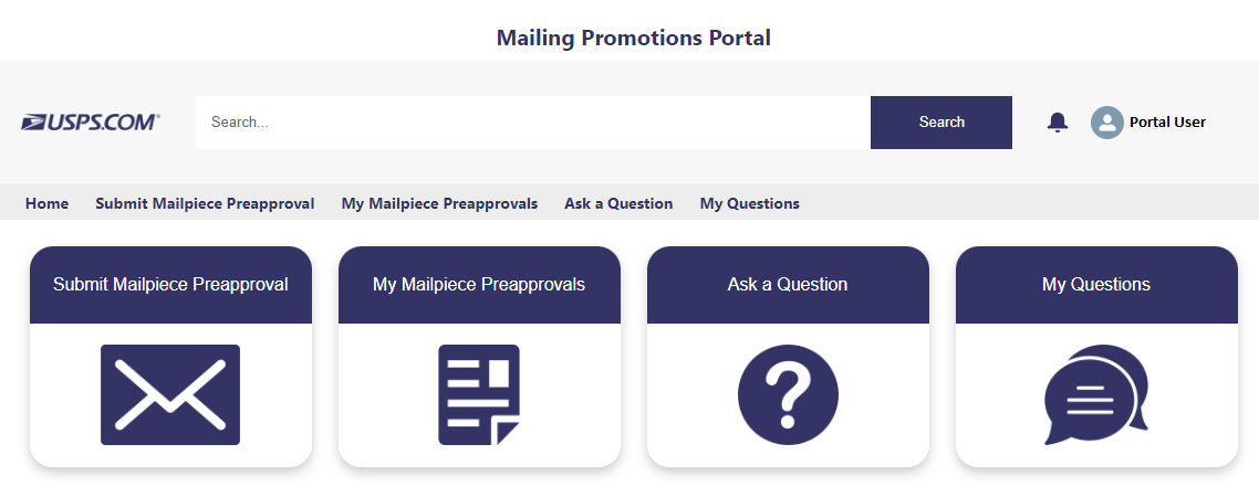 Mailing Promotions Portal Homepage