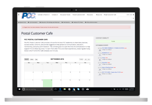PCC Portal Customer Cafe Screen on Tablet